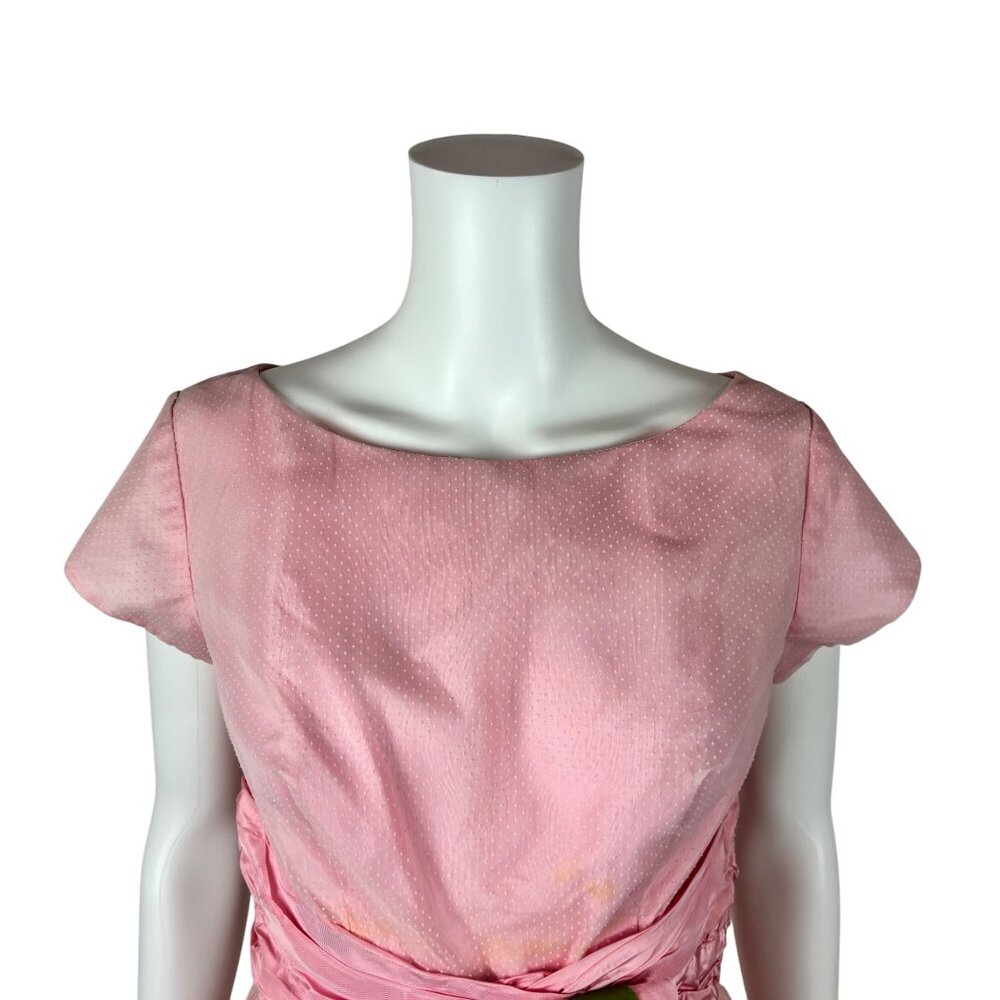 Vintage 50s Prom Dress Women's XS Pink Dotted Swiss Full Skirt Formal Fit Flare - Picture 13 of 15